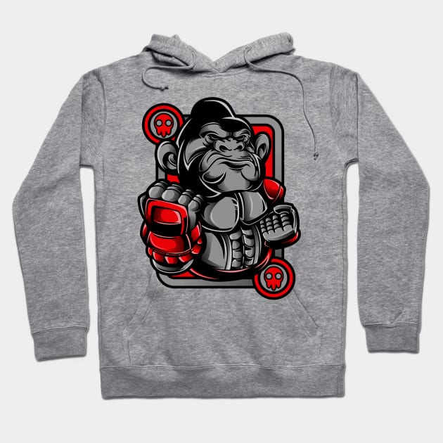 Kong Ape Gorilla Monkey Grey Red Hoodie by BradleyHeal